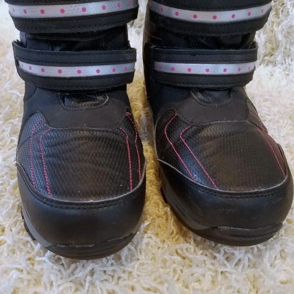 Totes Black Pink Madison Triple Strap Winter Snow Boots 5M Reflective Safety